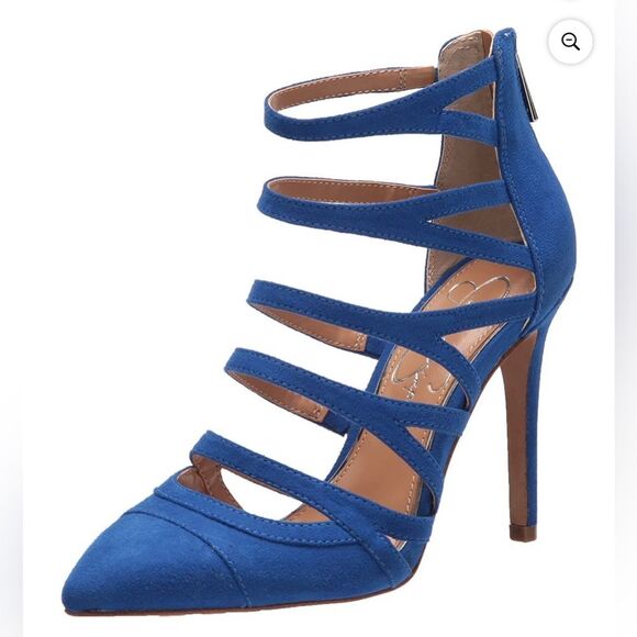 Jessica Simpson Parminda Royal Blue Pointed Toe Stiletto Heeled Strappy Pumps - Picture 1 of 9
